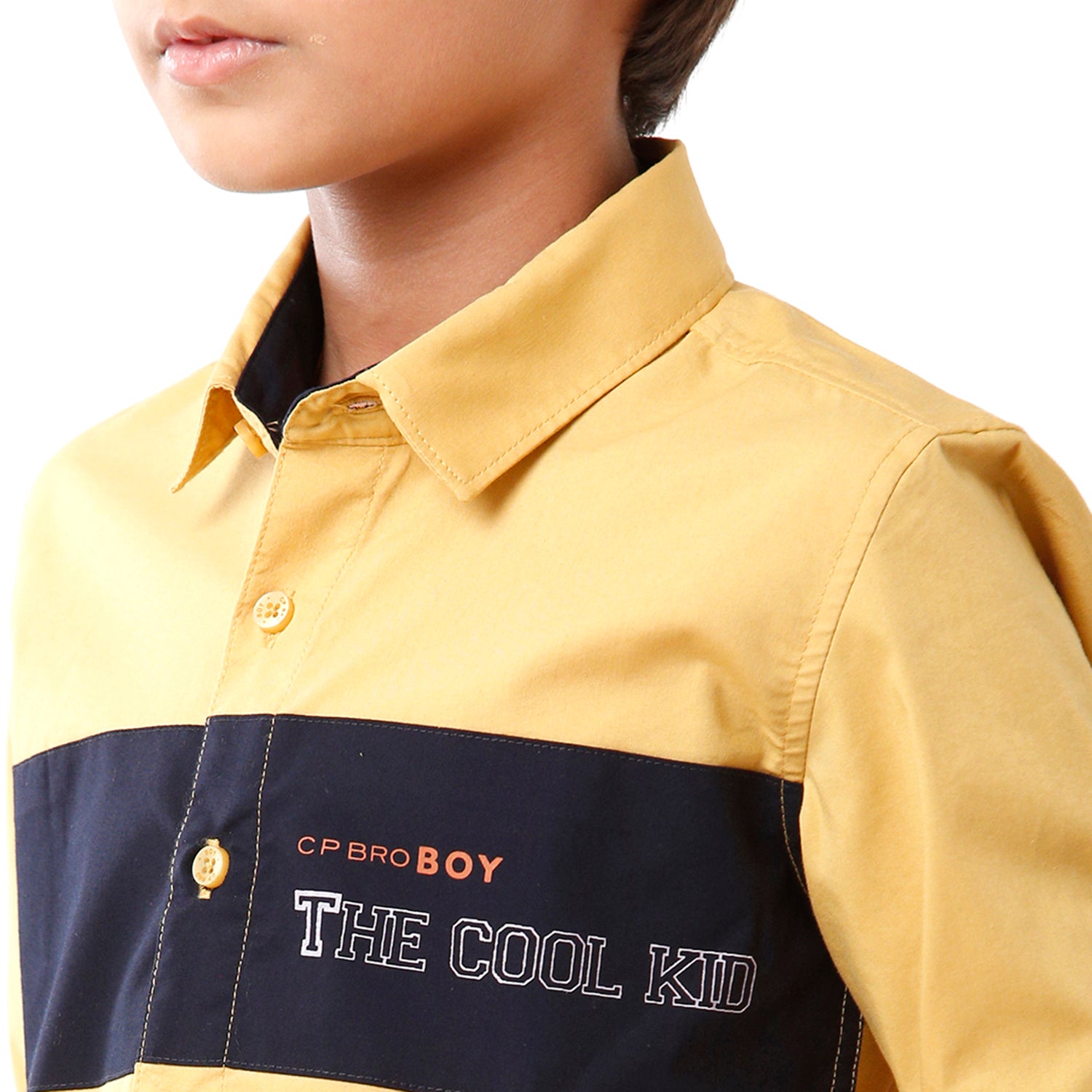 Classic Polo Bro Boys Color Block Full Sleeve Slim Fit Yellow Color Shirt - BBSH S2 39 C Shirts Classic Polo 