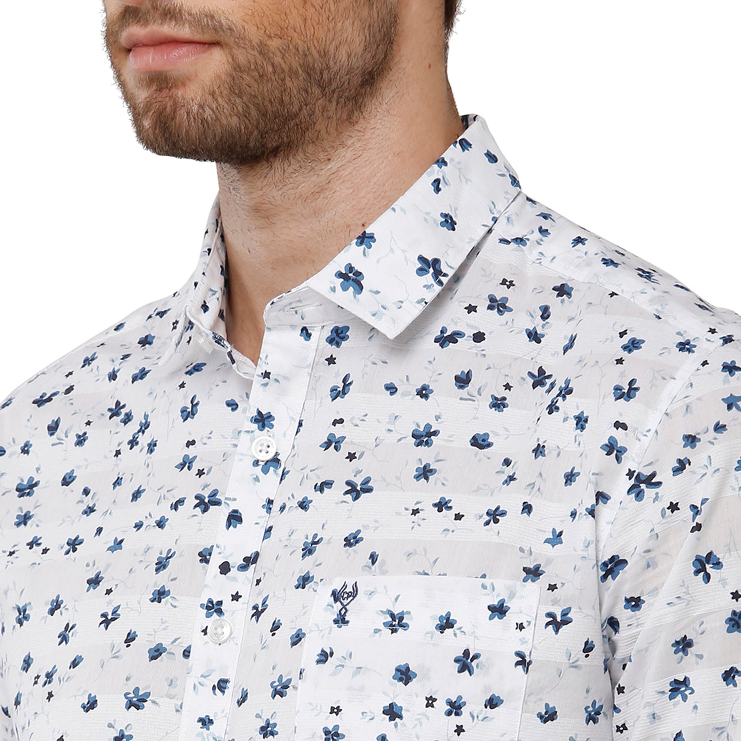 Classic Polo Mens 100% Cotton Full Sleeve Printed Slim Fit White Color Woven Shirt -SN1-86 B Shirts Classic Polo 