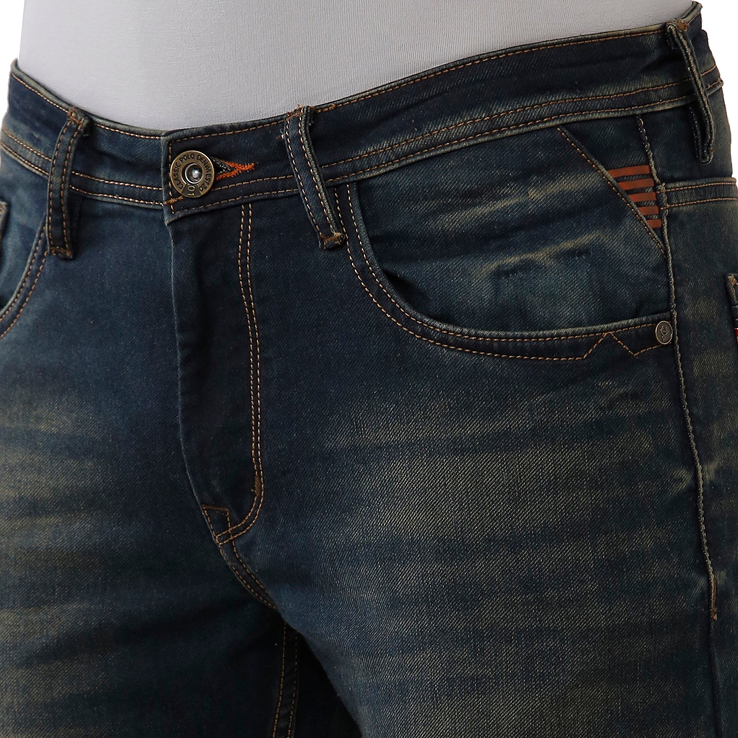 Classic Polo Mens 100% Cotton Solid Slim Fit Navy Blue Denim (CPDN1-07 A-DKT-SL-LY) Jeans Classic Polo 