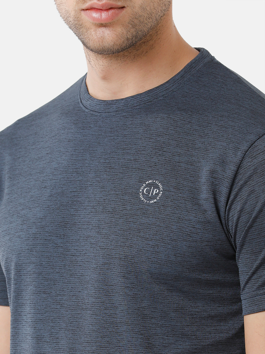 Classic Polo Mens Cotton Printed Half Sleeve Slim Fit Round Neck Navy Color T-Shirt | Baleno 480