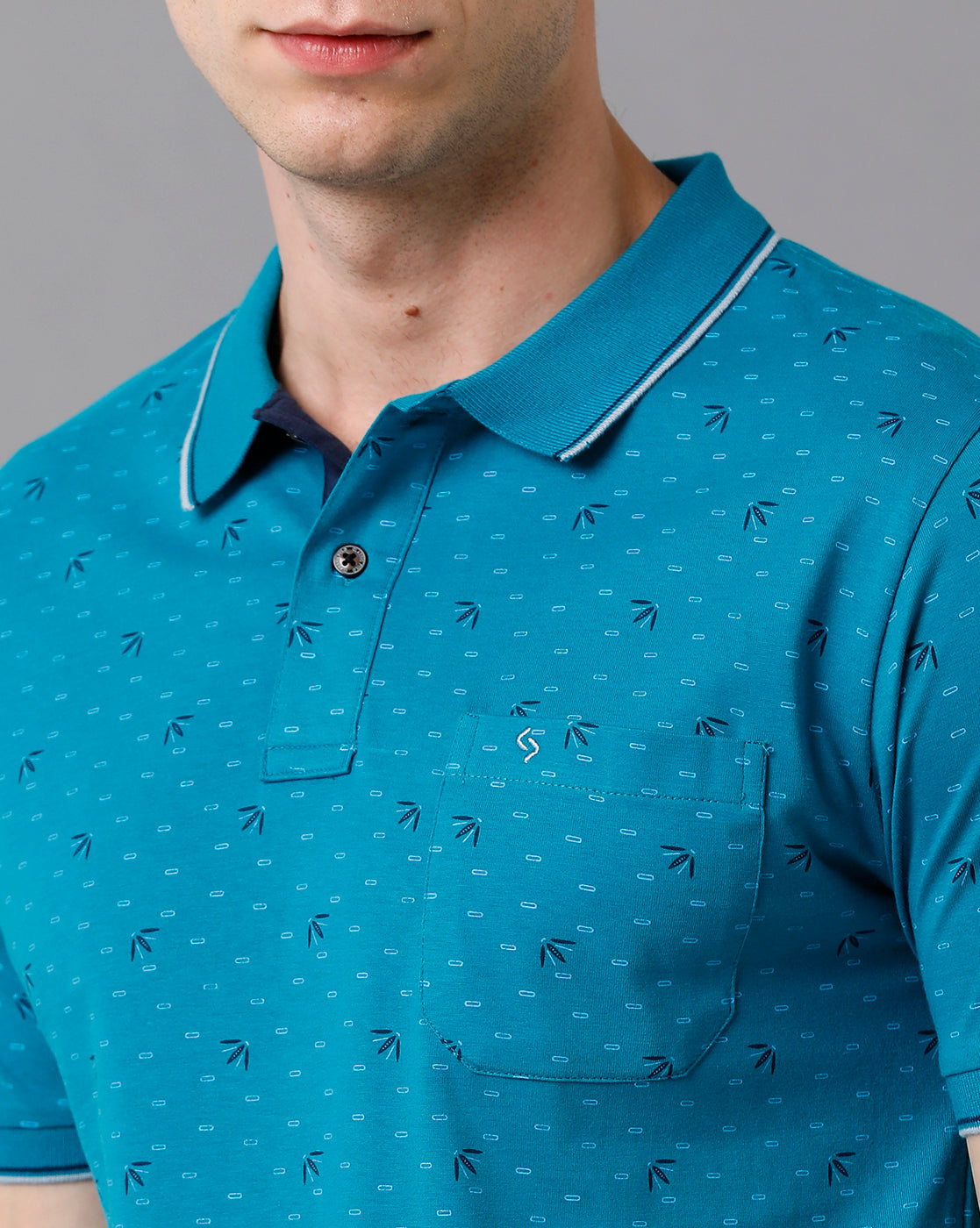 Classic Polo Men's Cotton Printed Slim Fit Blue T-Shirt | Bello - 180 B