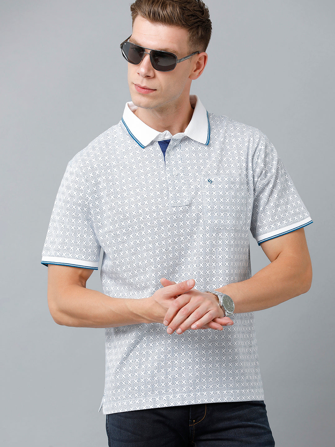 Classic Polo Men's Cotton Half Sleeve Printed Authentic Fit Polo Neck Grey Color T-Shirt | Carve Polo - 01 A