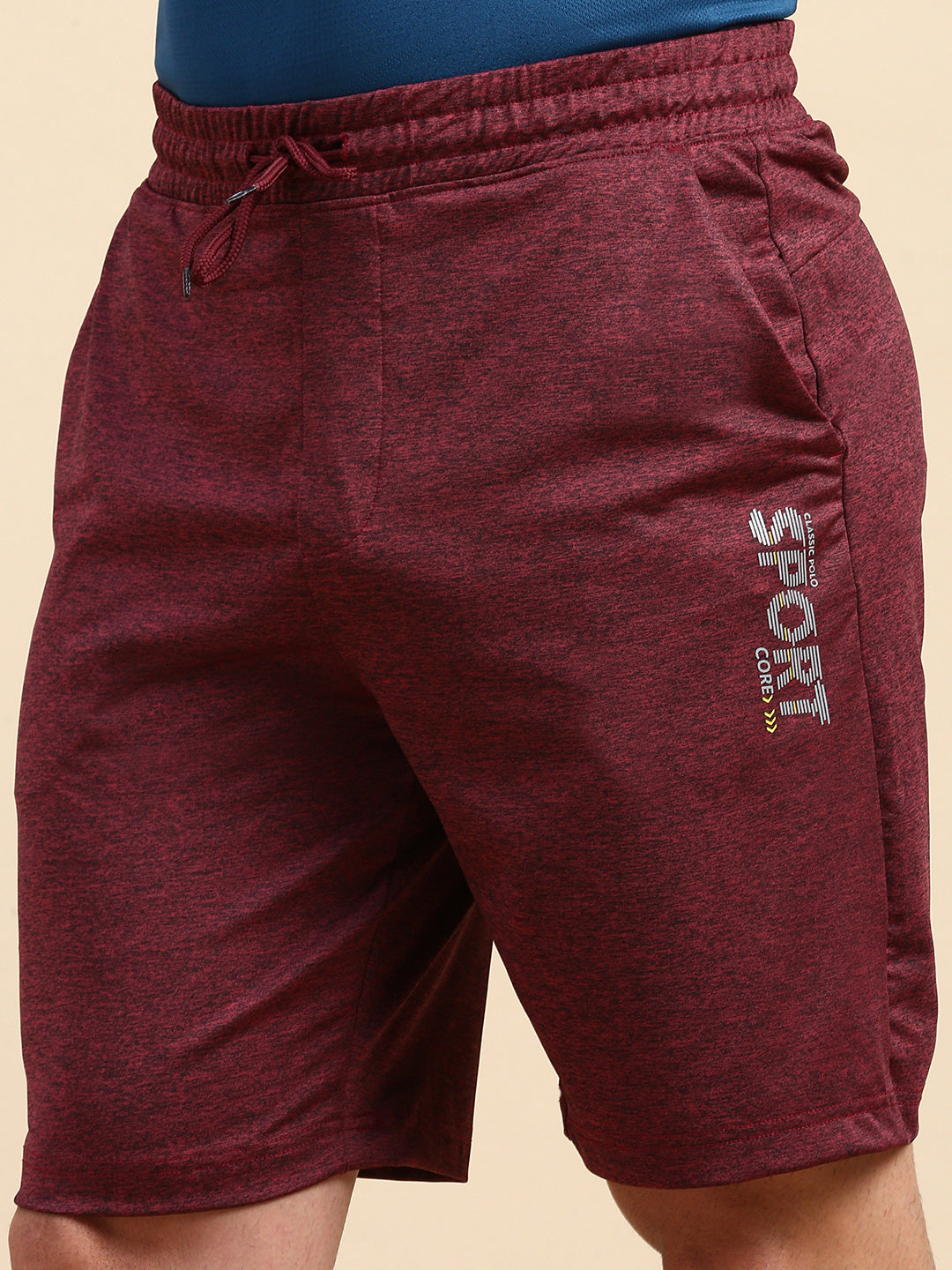 Classic Polo Men's Bottom Polyester Maroon Slim Fit Active Wear Shorts | VITA-SH-SYRAH