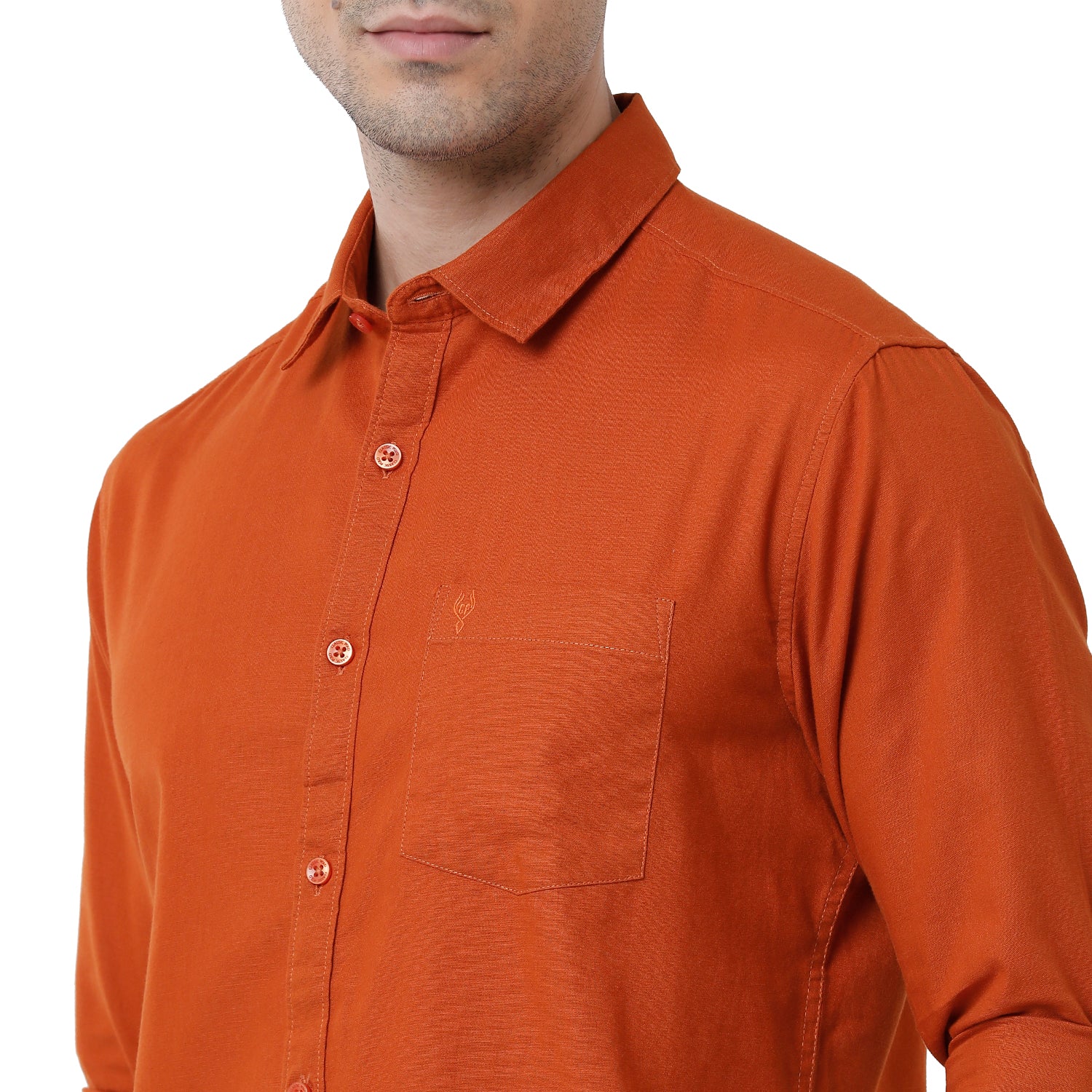 Classic Polo Mens Solid Slim Fit Full Sleeve Orange Color Shirt - SN1-111 C Shirts Classic Polo 