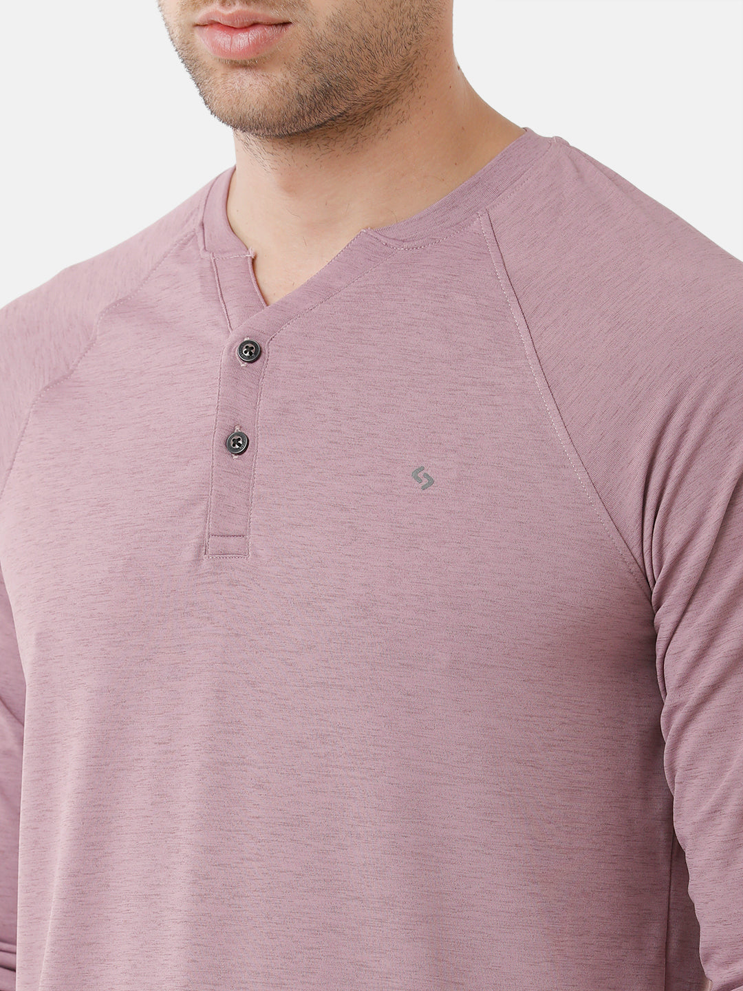 Classic Polo Mens Cotton Full Sleeve Solid Slim Fit Y-Neck Lavender Color T-Shirt | Verno 304 A