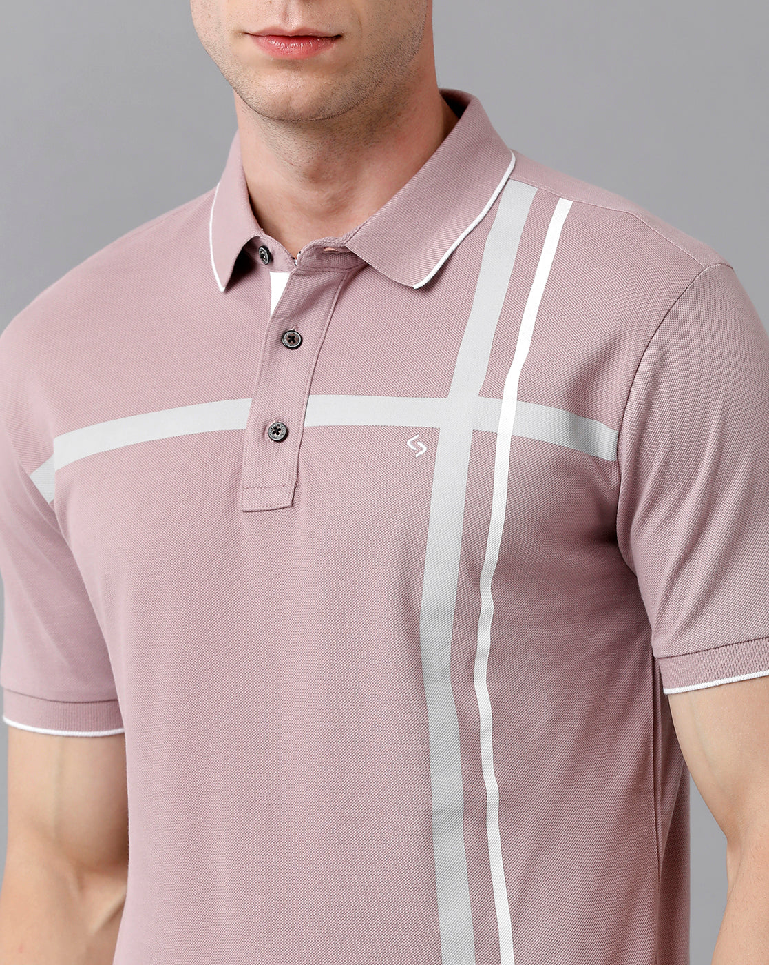 Classic Polo Men's Cotton Printed Half Sleeve Slim Fit Polo Neck Lavendar Color T-Shirt | Prm - 713 B
