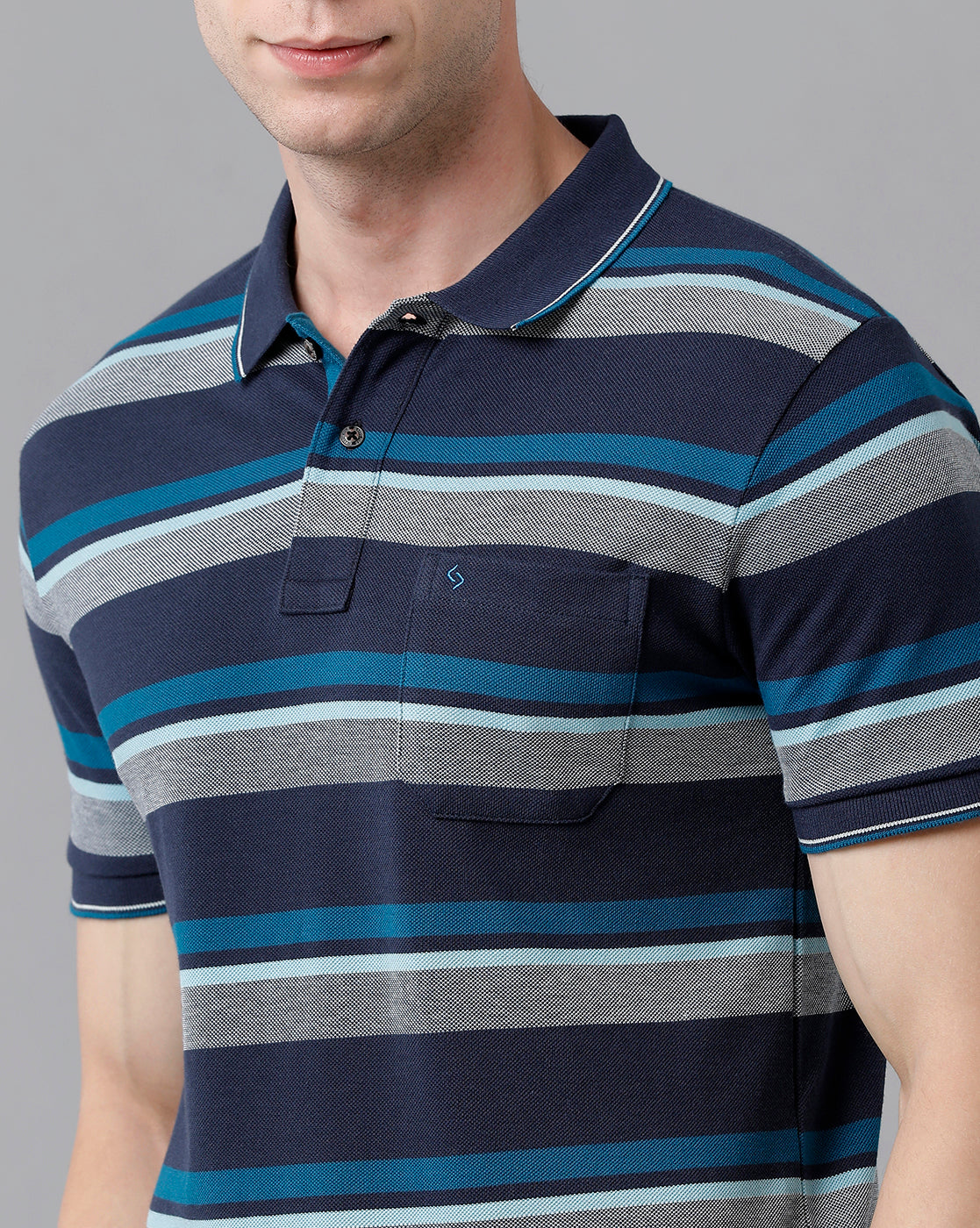 Classic Polo Men's Cotton Blend Striped Half Sleeve Slim Fit Polo Neck Multicolor T-Shirt | Adore - 172 A