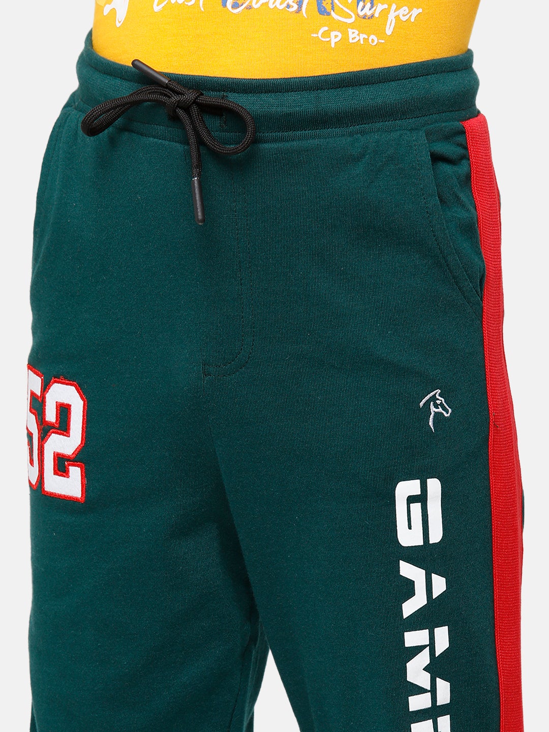 CP Bro Boys Green Printed Slim Fit Track Pant Track Pants Classic Polo 
