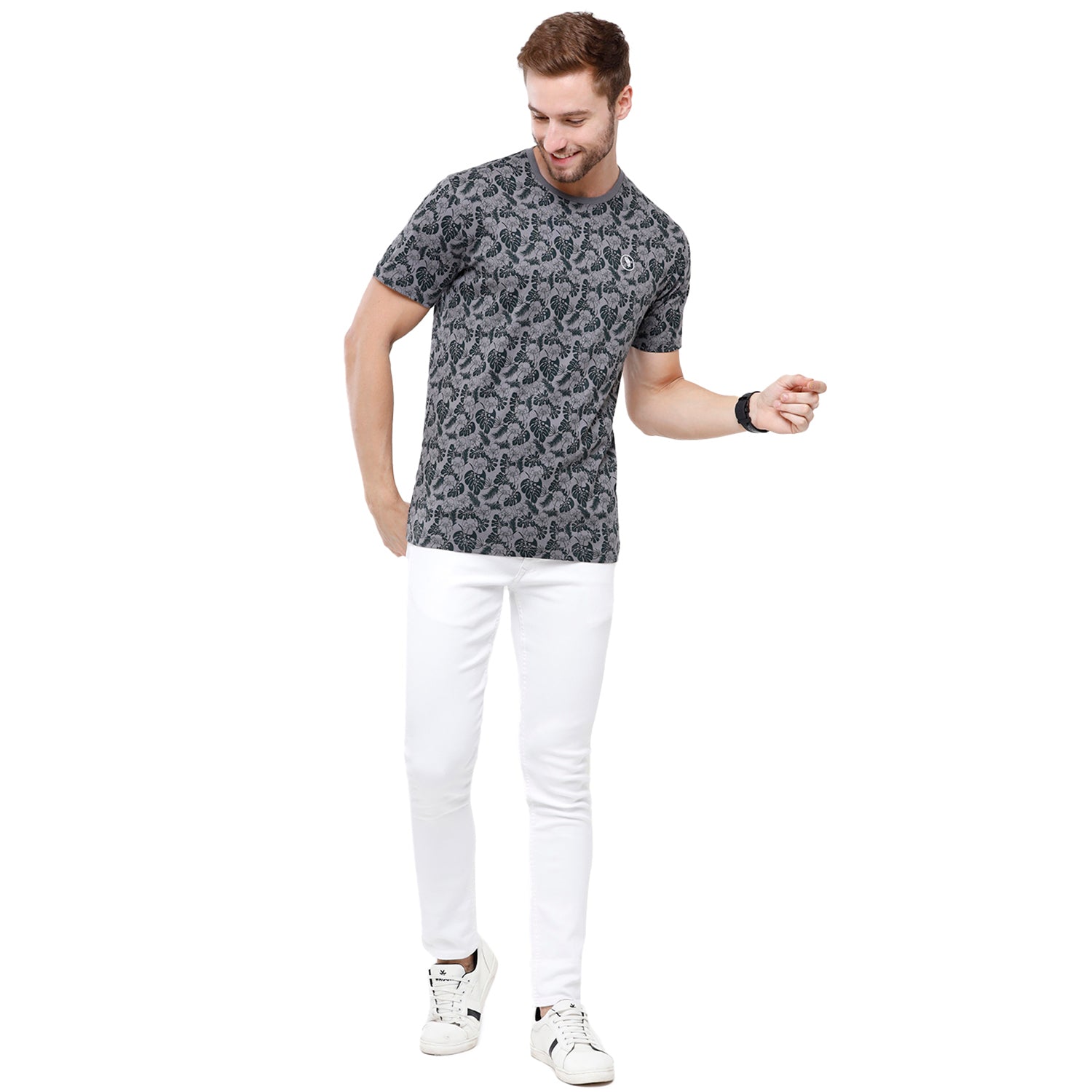 Swiss Club Mens Black Printed Slim Fit Half Sleeve Round Neck T-Shirt (CUB - 55 B SF C) T-shirt Swiss Club 