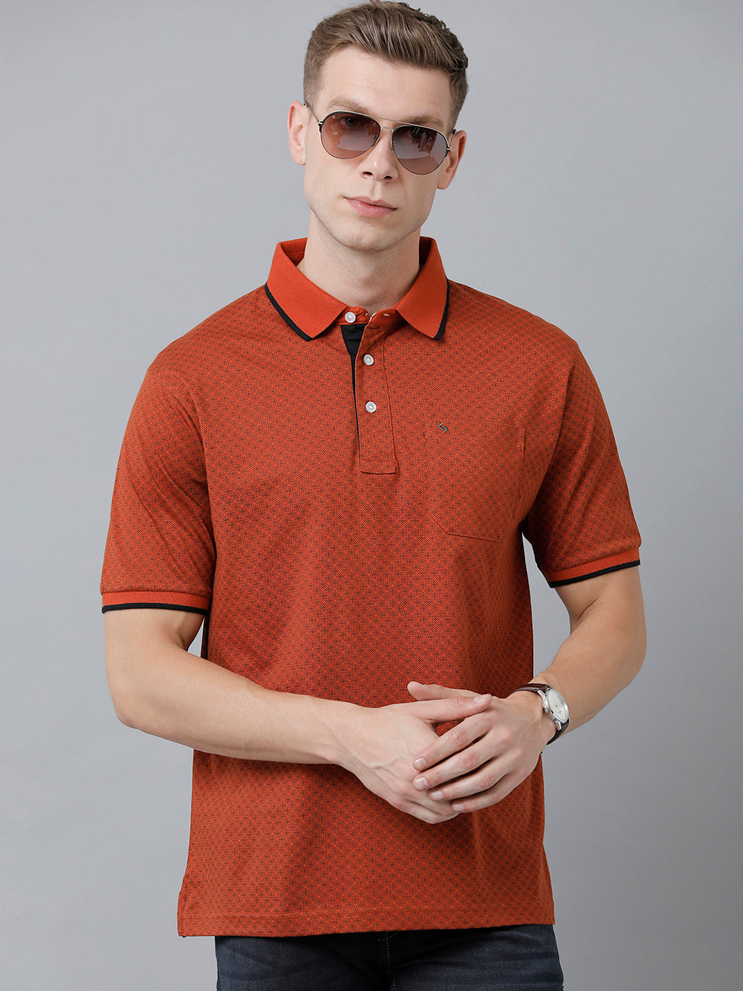 Classic Polo Men's Cotton Half Sleeve Printed Authentic Fit Polo Neck Red Color T-Shirt | Carve Polo - 04 B