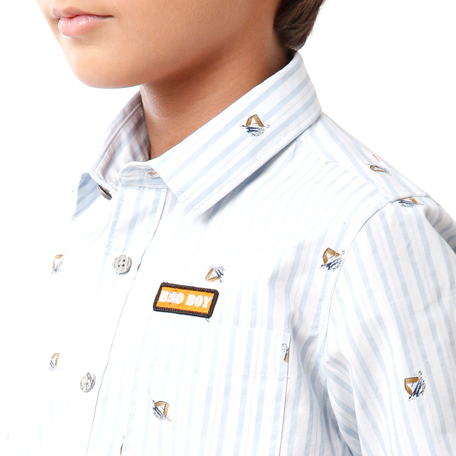 Classic Polo Bro Boys Printed Full Sleeve Slim Fit Light Blue Color Shirt - BBSH S2 01 A Shirts Classic Polo 