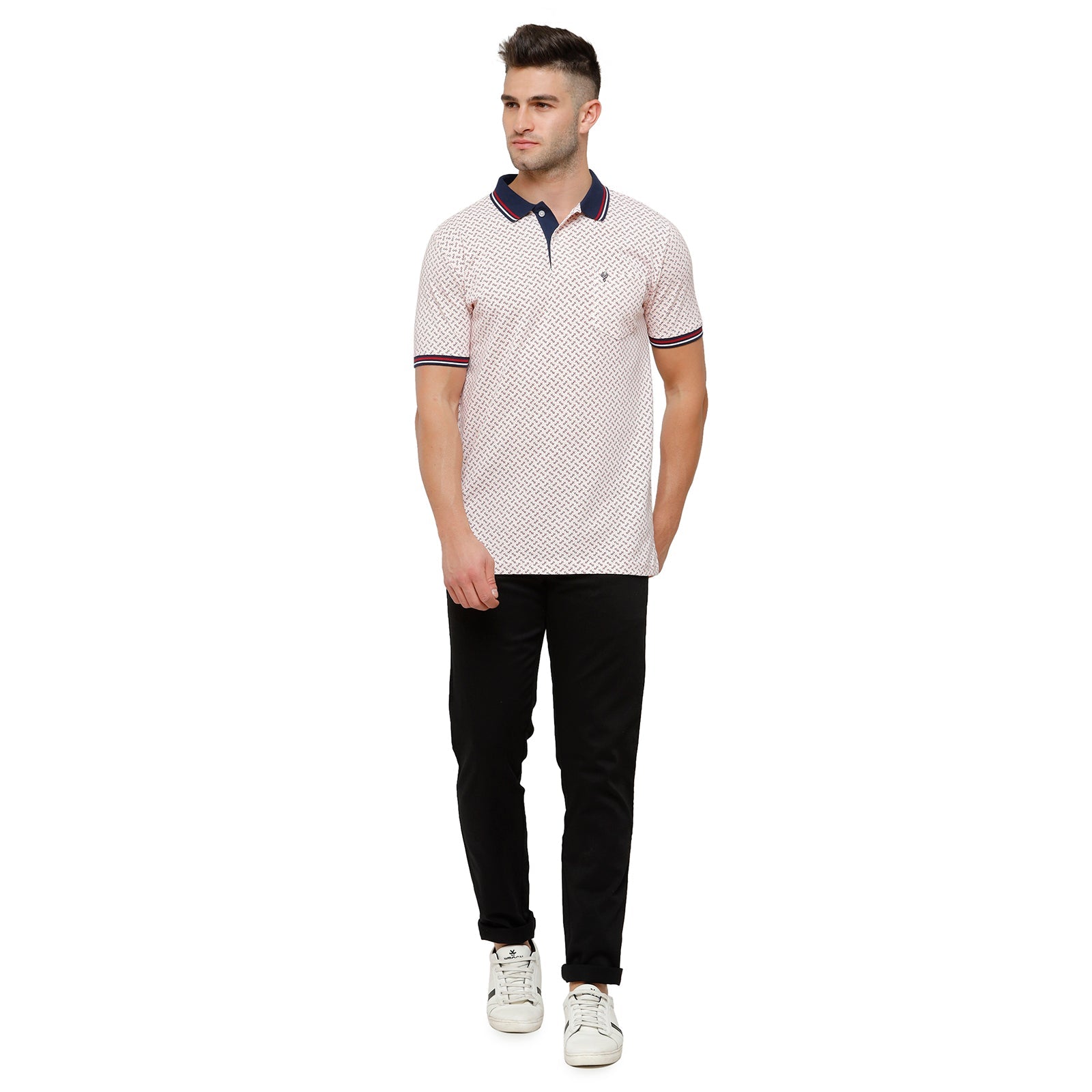Classic Polo Mens Graphic Slim Fit Polo Neck Mild Pink Colour T-Shirt - PRM 688A T-shirt Classic Polo 