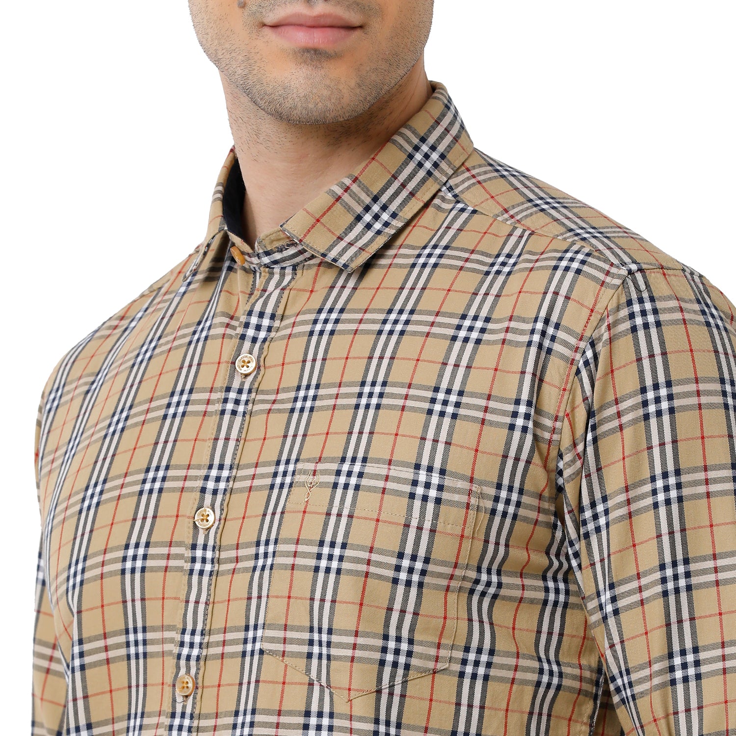 Classic Polo Mens Cotton Checked Slim Fit Full Sleeve Brown Color Shirt - SN1-121 B Shirts Classic Polo 