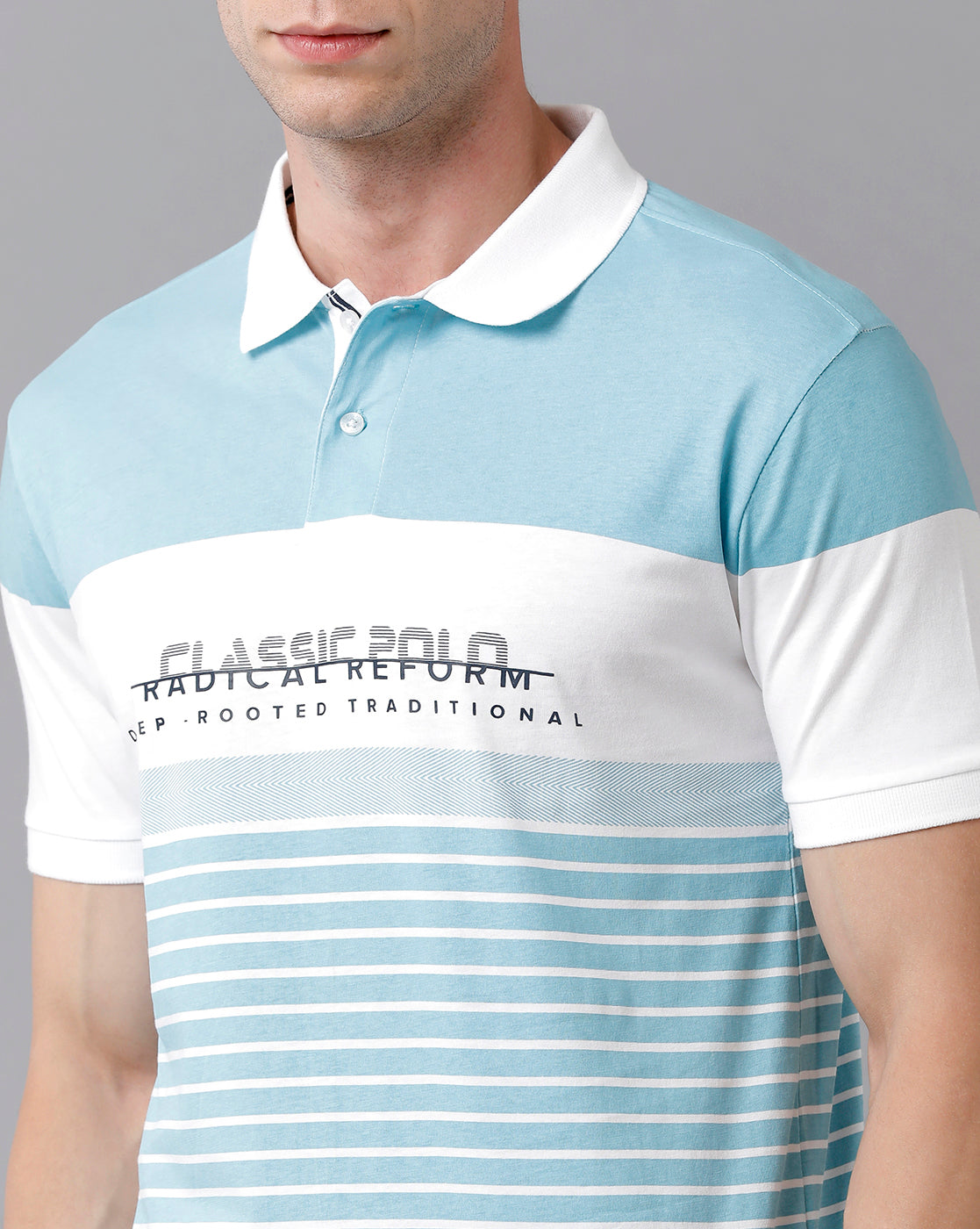 Classic Polo Men's Cotton Striped Half Sleeve Slim Fit Polo Neck Multicolor T-Shirt | Prm - 705 A