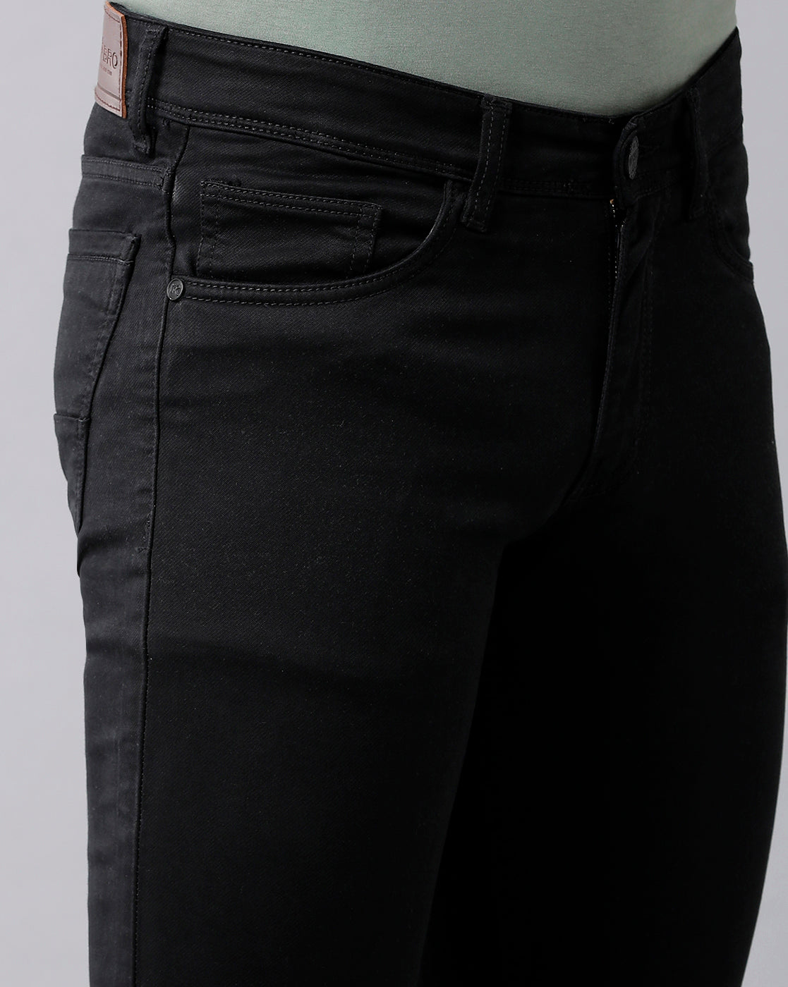 CP BRO Men's Cotton Solid Slim Fit Black Color Denim | Bdn1-19 F