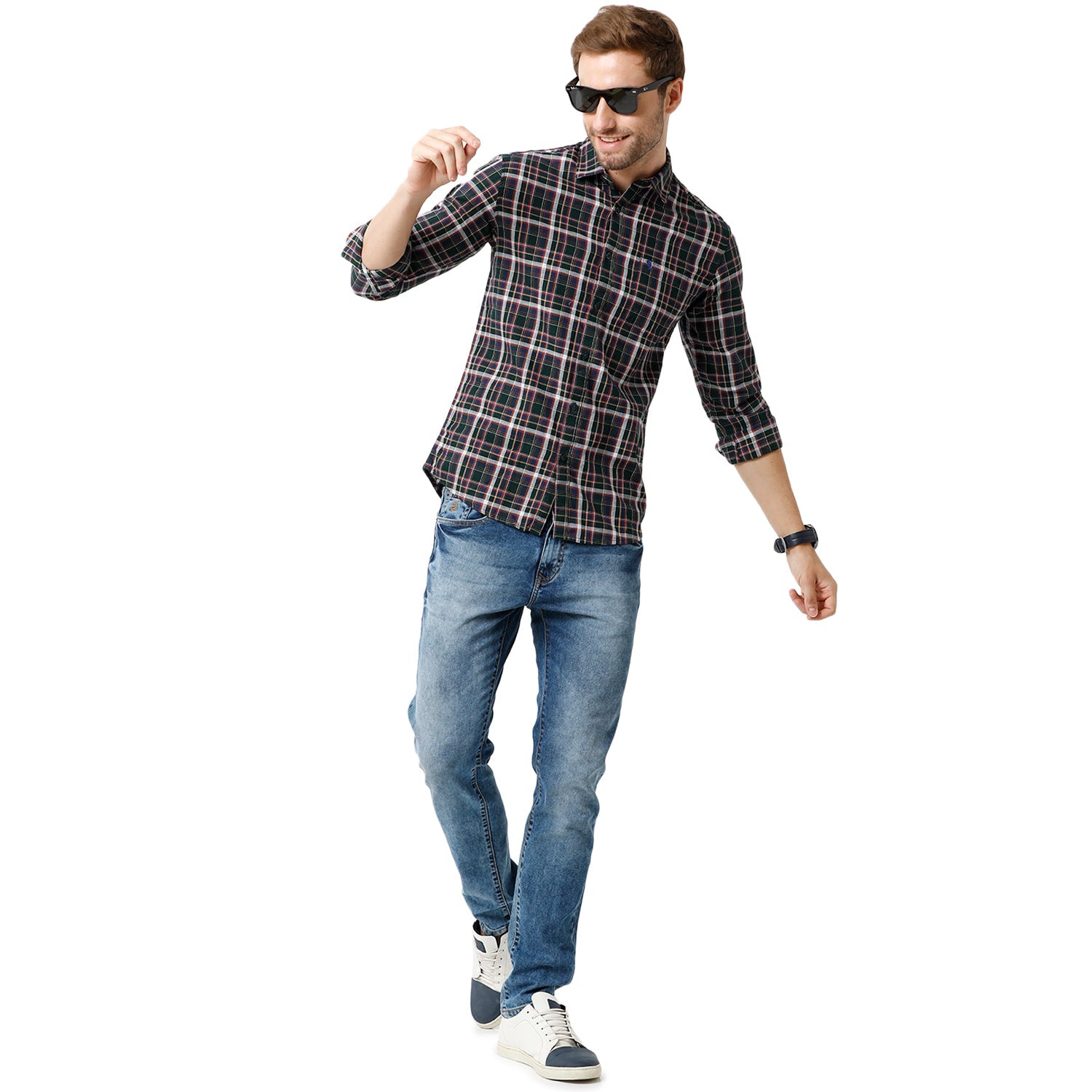 Swiss Club Mens Dark Green Color Slim Fit Full Sleeve Shirt - S-SC-95 B-FS-CHK-SF Shirts Swiss Club 