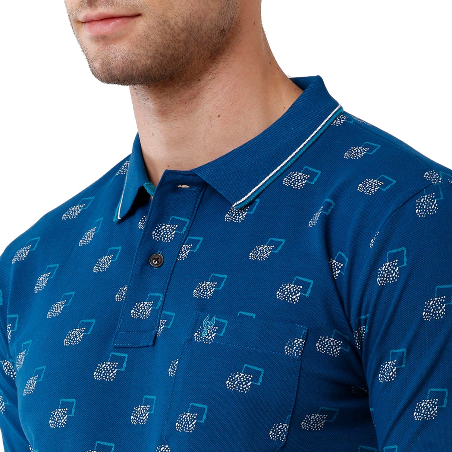 Classic Polo Mens Printed Half Sleeve Slim Fit Blue Color Polo T-Shirt - Beau 170 A T-shirt Classic Polo 