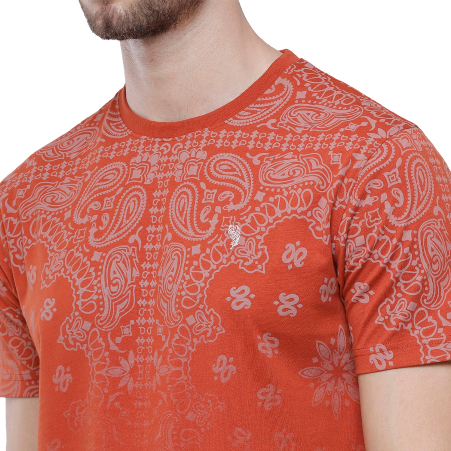 Swiss Club Mens Red Printed Slim Fit Half Sleeve Round Neck T-Shirt (CUB - 54 B SF C) T-shirt Swiss Club 