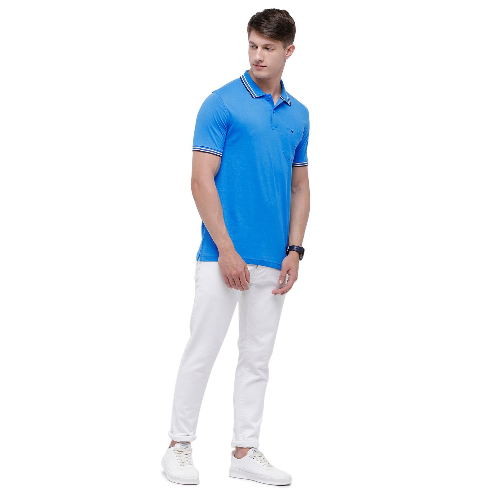 Classic Polo Men's Blue Sporty Polo Half Sleeve Slim Fit T-Shirt | Pristo - Blue