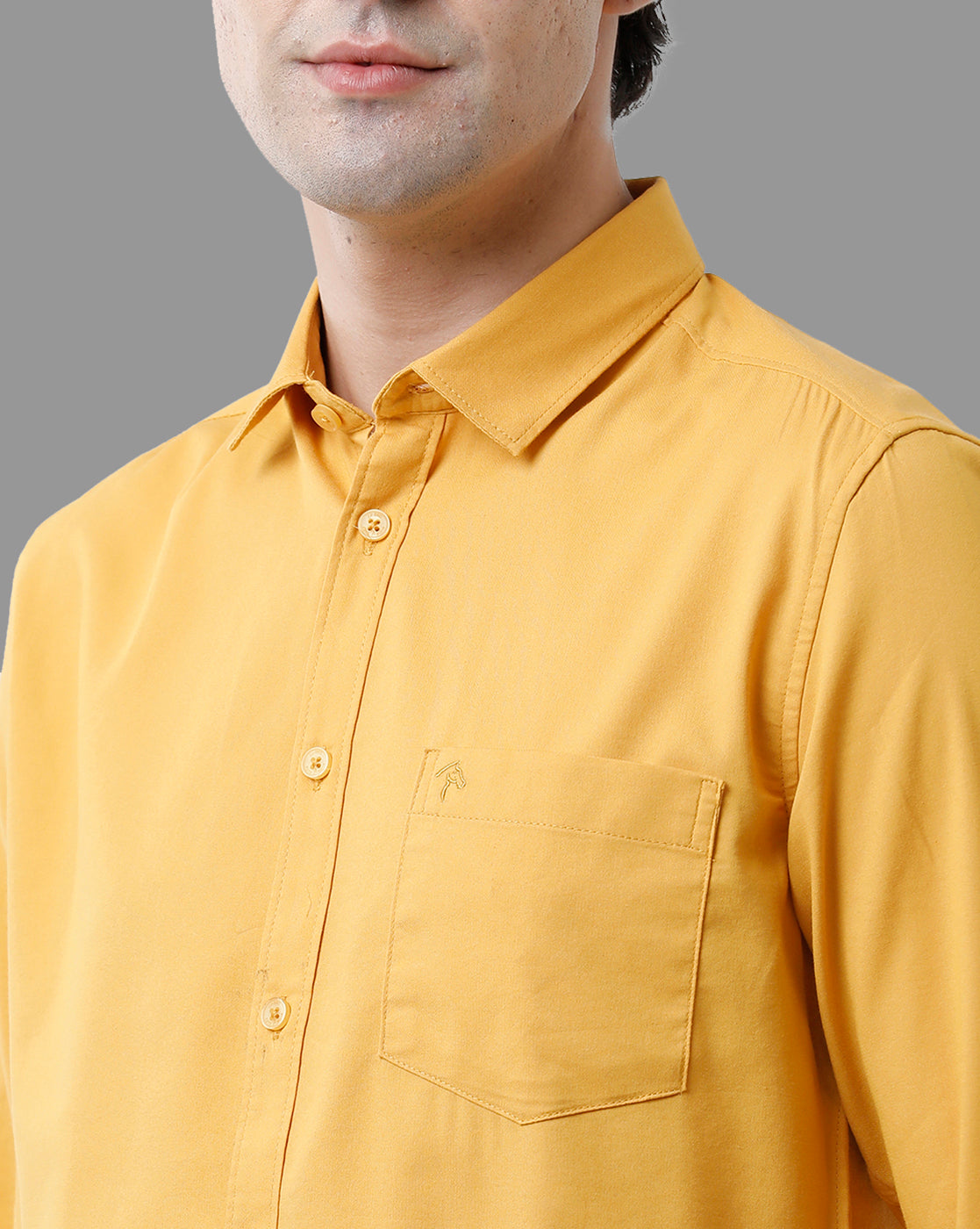 CP BRO Men's Cotton Full Sleeve Solid Slim Fit Polo Neck Yellow Color Woven Shirt | Sbn2-74 C