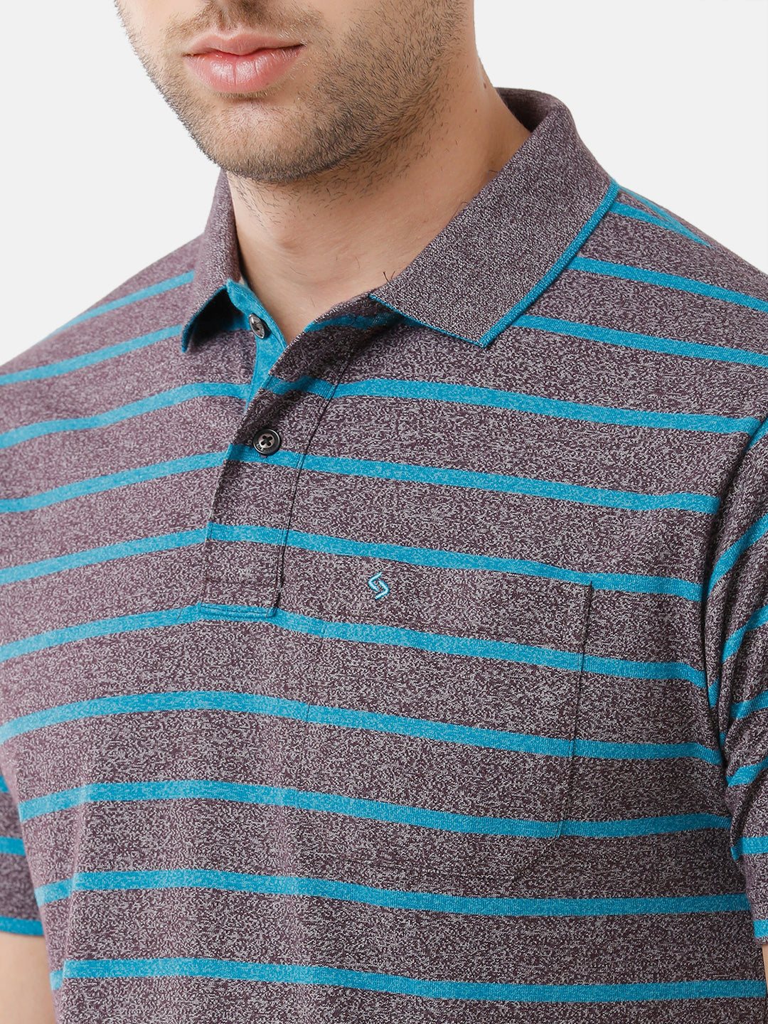 Classic Polo Mens Cotton Blend Striped Half Sleeve Authentic Fit Polo Neck Dark Grey Color T-Shirt | Mel 212 B