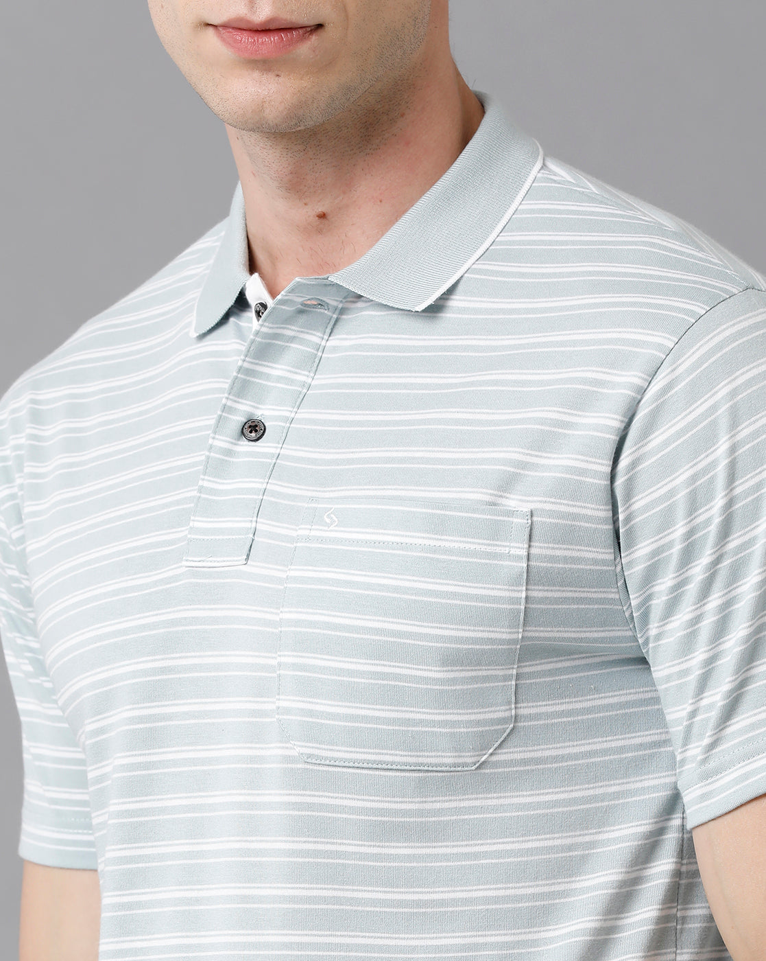 Classic Polo Men's Cotton Striped Authentic Fit Sky Blue T-Shirt | Feeders - 201 A