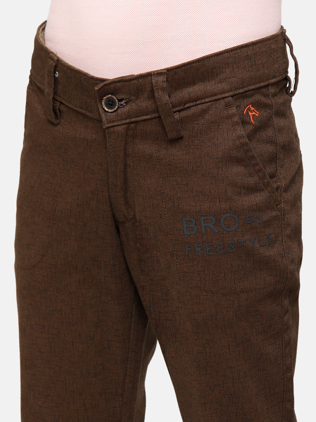 CP Boys Brown Solid Slim Fit Trousers Trouser Classic Polo 