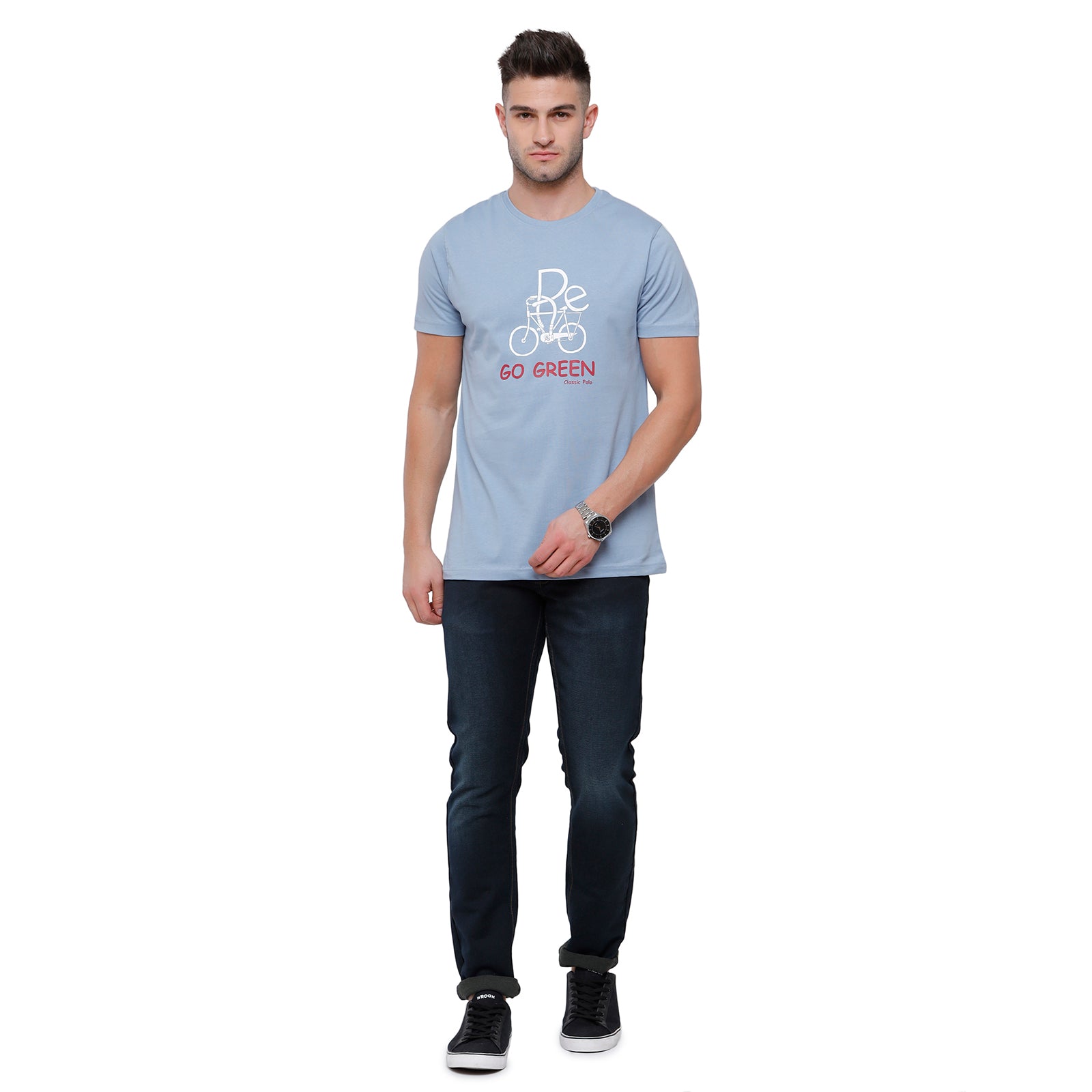 Classic Polo Mens Chest Print Half Sleeve Slim Fit T-Shirt BALENO - 402 B T-shirt Classic Polo 