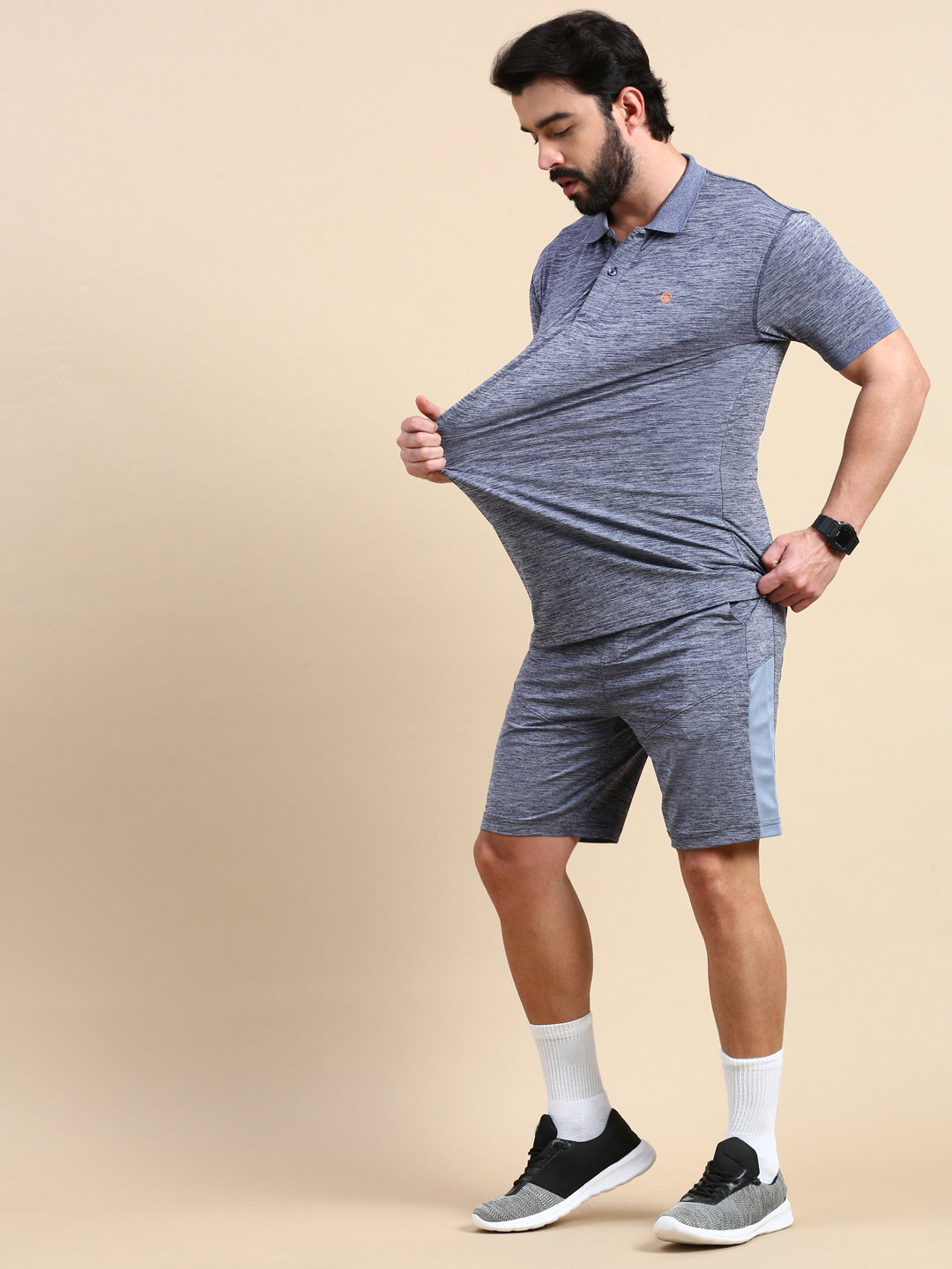 Classic Polo Men's Polo Neck Polyester Grey Slim Fit Active Wear T-Shirt | GENX-POLO-02C SF P