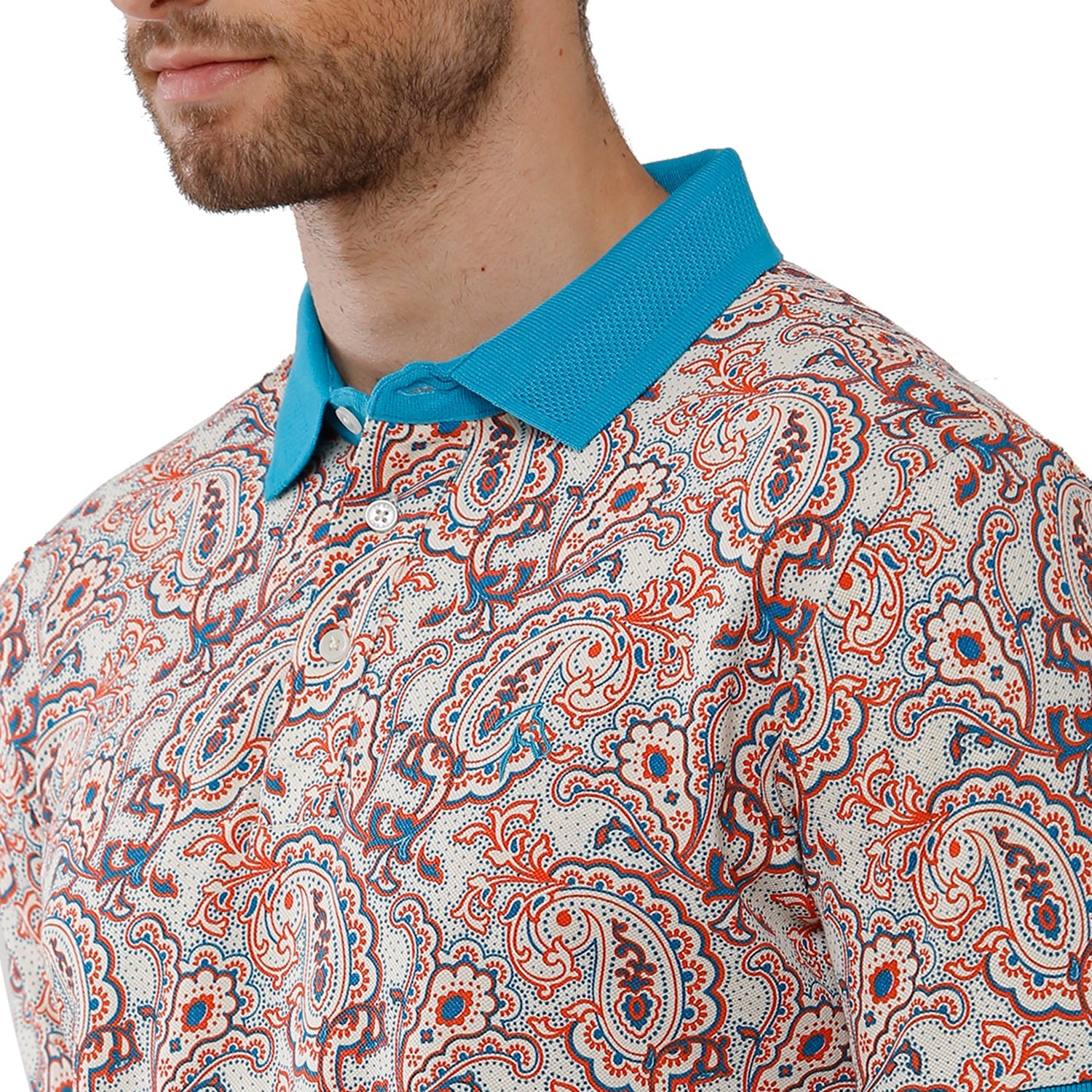 Classic Polo Bro Mens 100% Cotton Printed Half Sleeve Slim Fit Polo Neck Multicolor T-Shirt (BRP - 325 B SF P) Classic Polo 