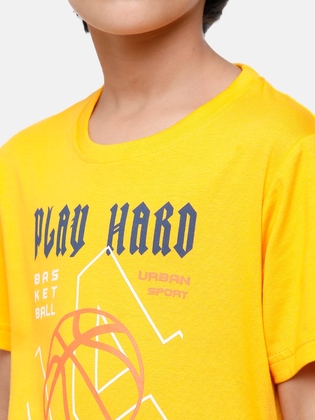 CP Boys Yellow Printed Slim Fit Round Neck T-Shirt T-shirt Classic Polo 