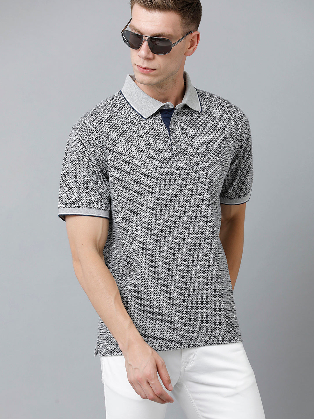 Classic Polo Men's Cotton Half Sleeve Printed Authentic Fit Polo Neck Dark Grey Color T-Shirt | Carve Polo - 03 B