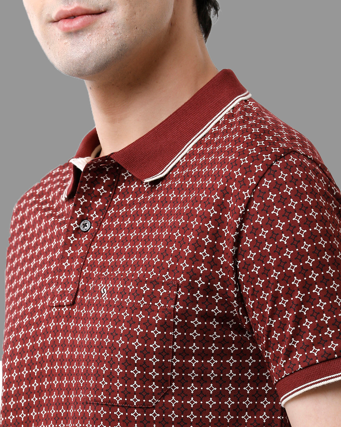 Classic Polo Mens Cotton Half Sleeve Printed Slim Fit Polo Neck Maroon Color T-Shirt | Bello - 184 A