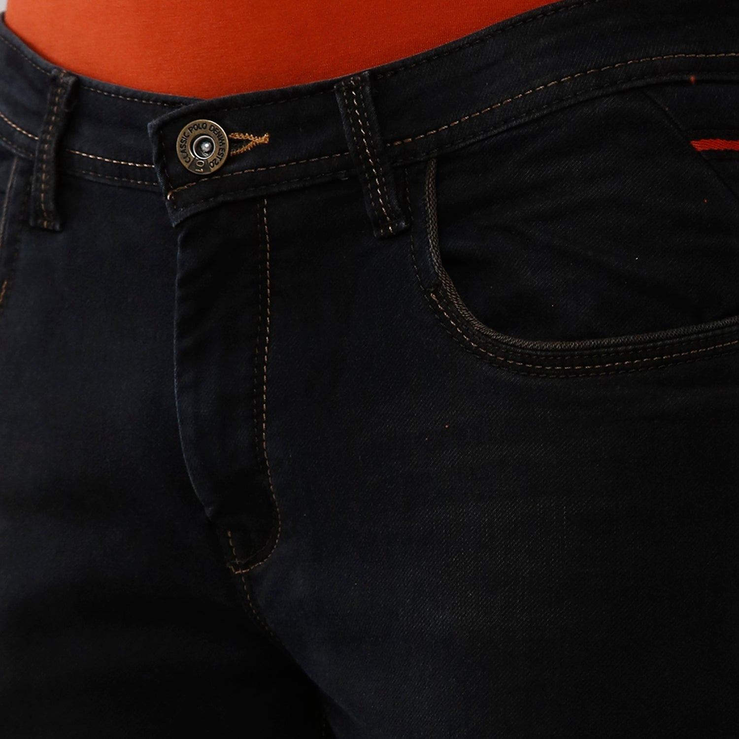 Classic Polo Mens 100% Cotton Solid Slim Fit Black Color Denim (CPDN1-09 A-BLK-SL-LY) Jeans Classic Polo 