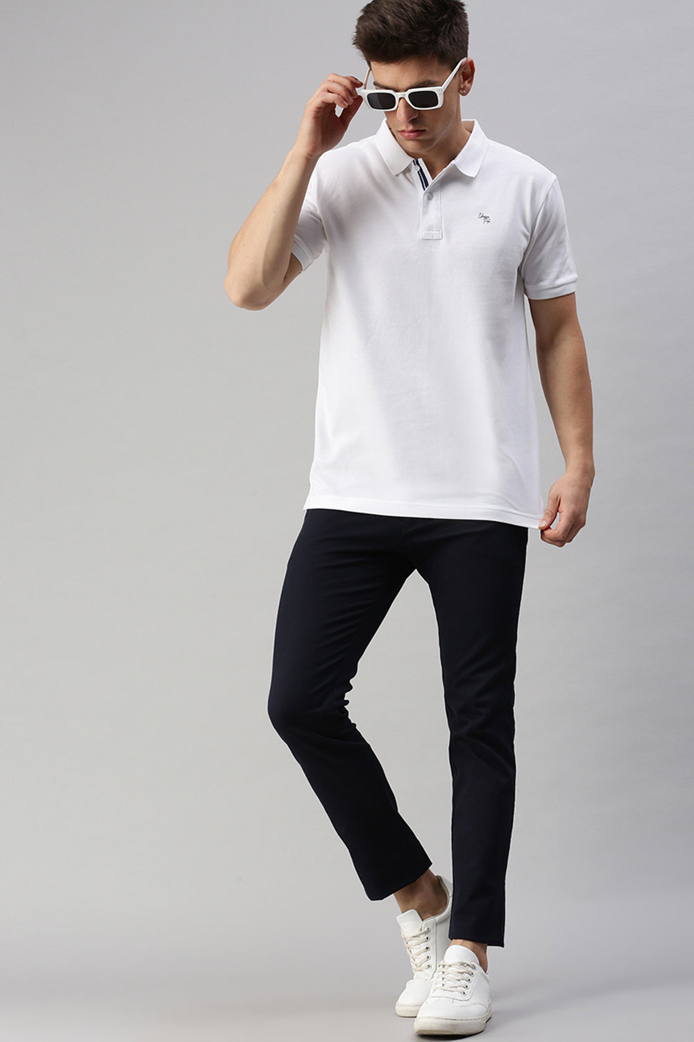 Classic Polo Men's Cotton Half Sleeve Solid Slim Fit Polo Neck White Color T-Shirt | Prm - 743 A