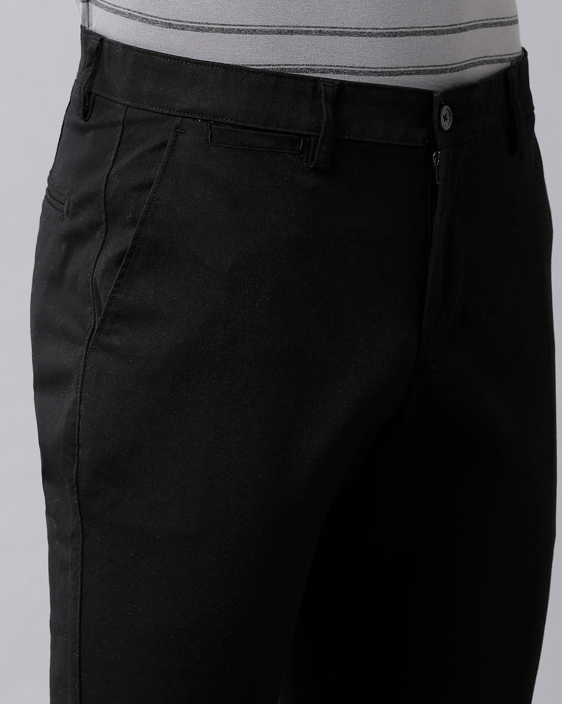 Classic Polo Men's Cotton Solid Slim Fit Black Color Trousers | Tn2-02 C