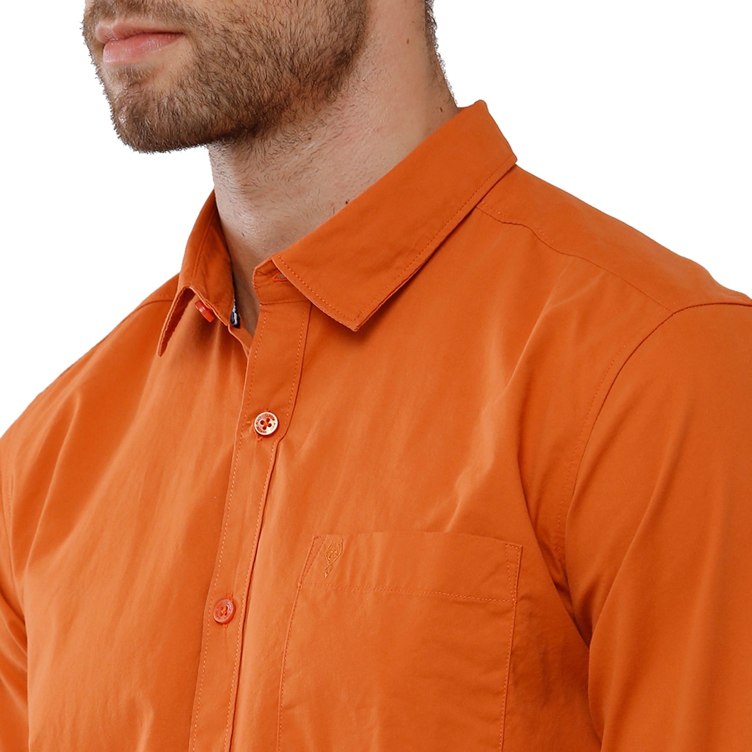 Classic Polo Mens 100% Cotton Full Sleeve Solid Slim Fit Orange Color Woven Shirt -SN1 115 C Shirts Classic Polo 