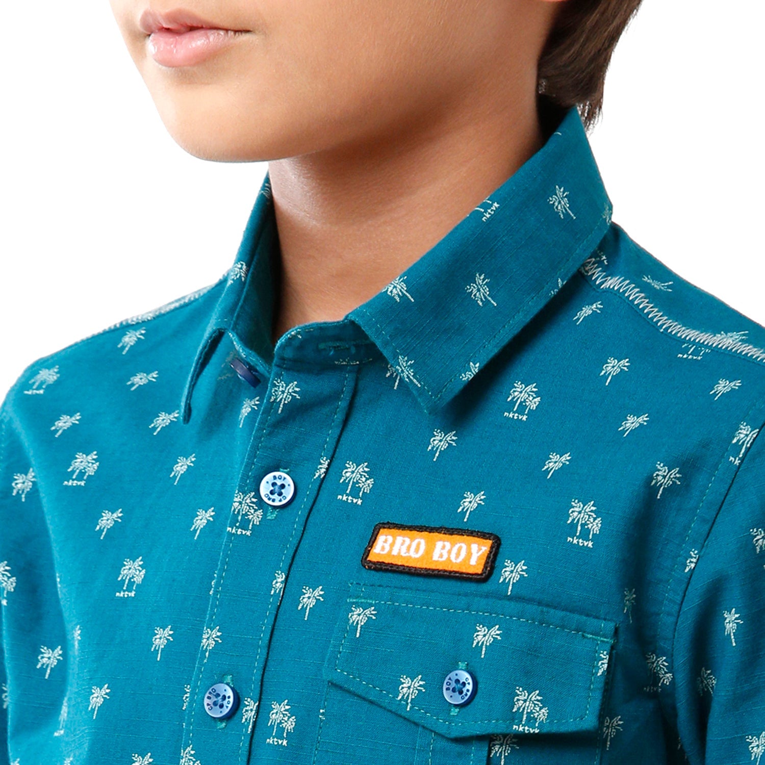 Classic Polo Bro Boys Printed Full Sleeve Slim Fit Aqua Blue Color Shirt - BBSH S2 37 A Shirts Classic Polo 