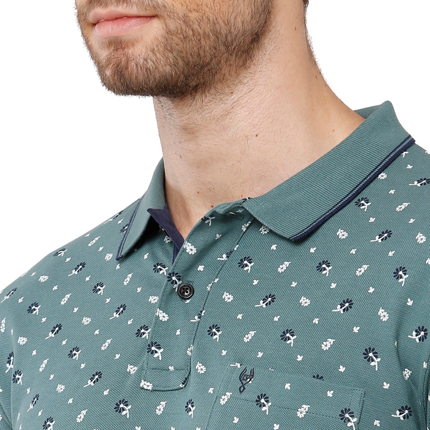 Classic Polo Mens 100% Cotton Printed Slim Fit Grey Color Polo Neck T-Shirt -BEAU 165 B T-shirt Classic Polo 