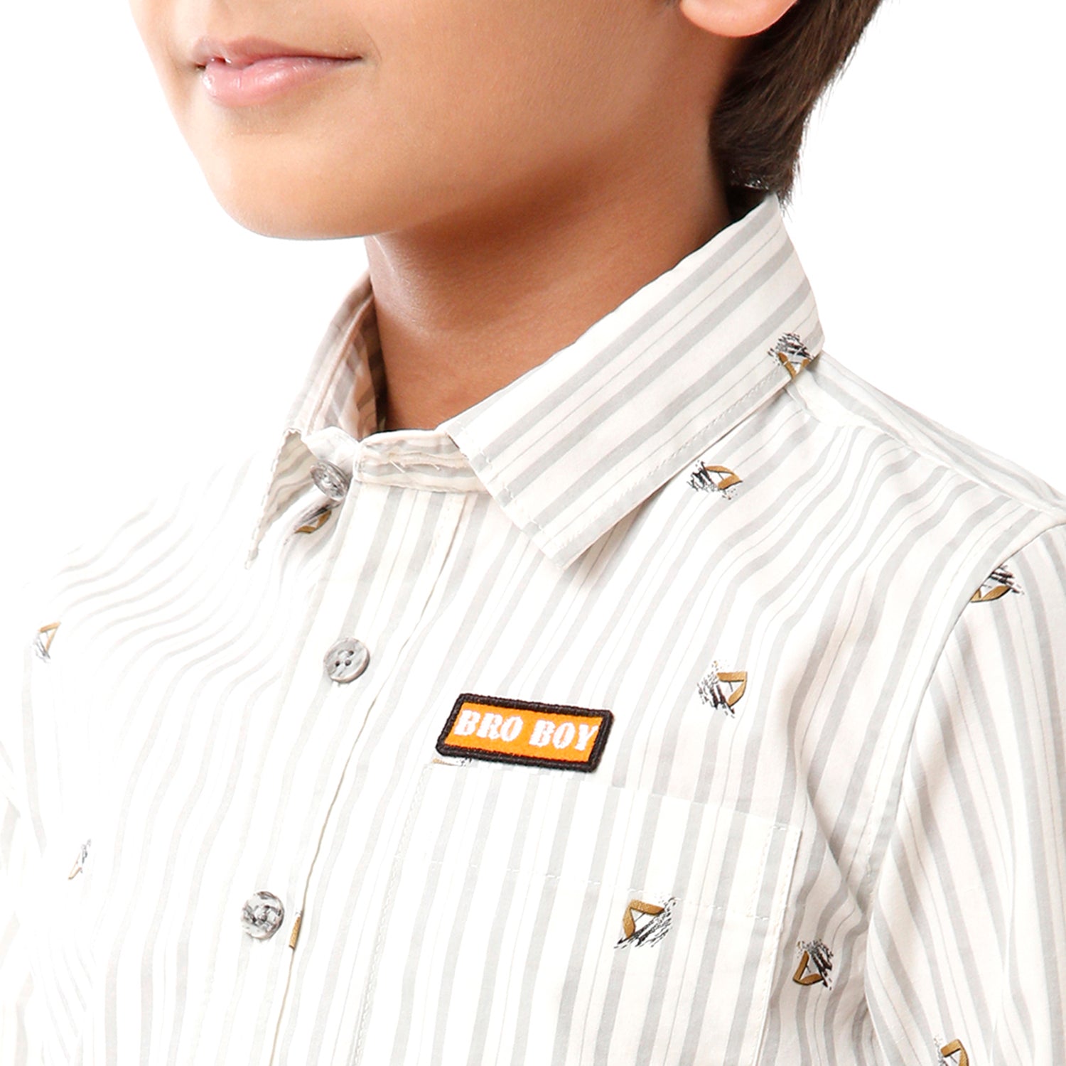 Classic Polo Bro Boys Printed Full Sleeve Slim Fit White Color Shirt - BBSH S2 01 B Shirts Classic Polo 