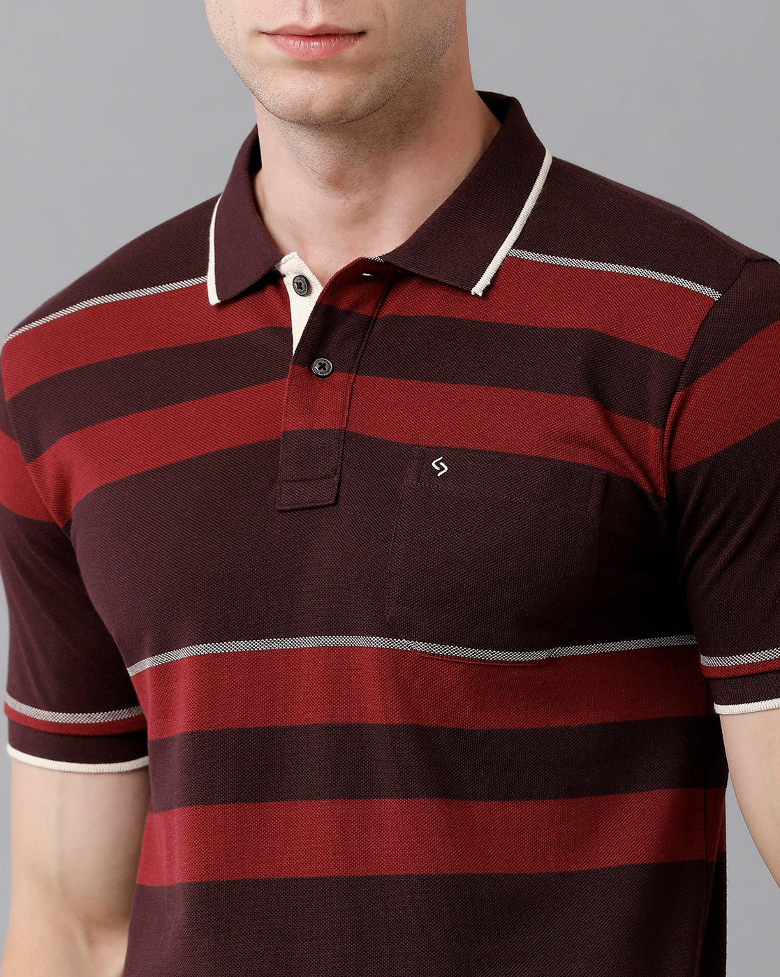 Classic Polo Men's Cotton Blend Striped Half Sleeve Slim Fit Polo Neck Multicolor T-Shirt | Adore - 178 B