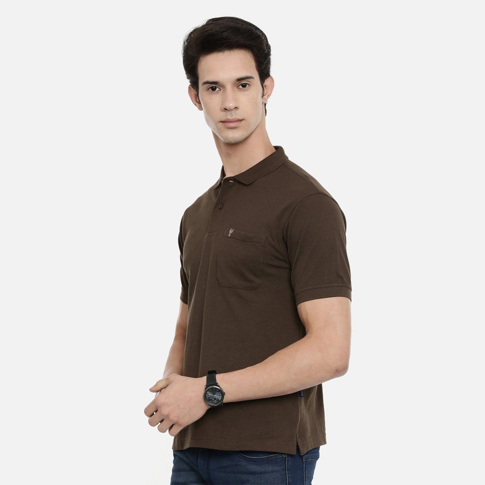 Classic Polo Men's Authentic Fit Brown Polo T-shirt - 4SSN 222 T-shirt Classic Polo 