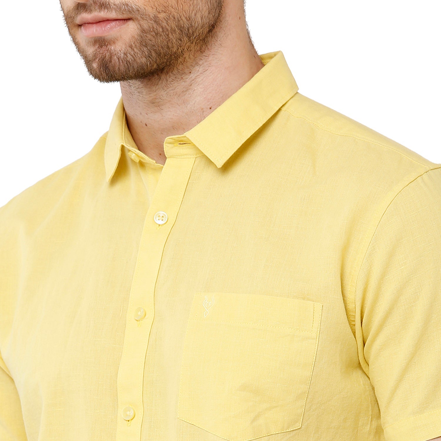 Classic Polo Mens Solid Milano Fit Woven Shirt -Mica Yellow Shirts Classic Polo 