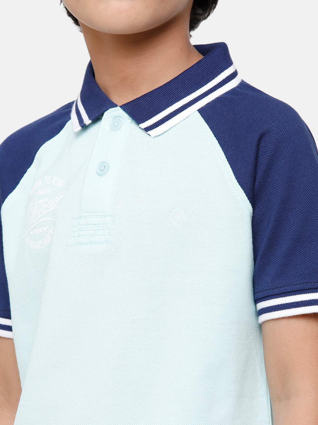 CP Boys White & Blue Solid Slim Fit Polo Neck T-Shirt T-shirt Classic Polo 