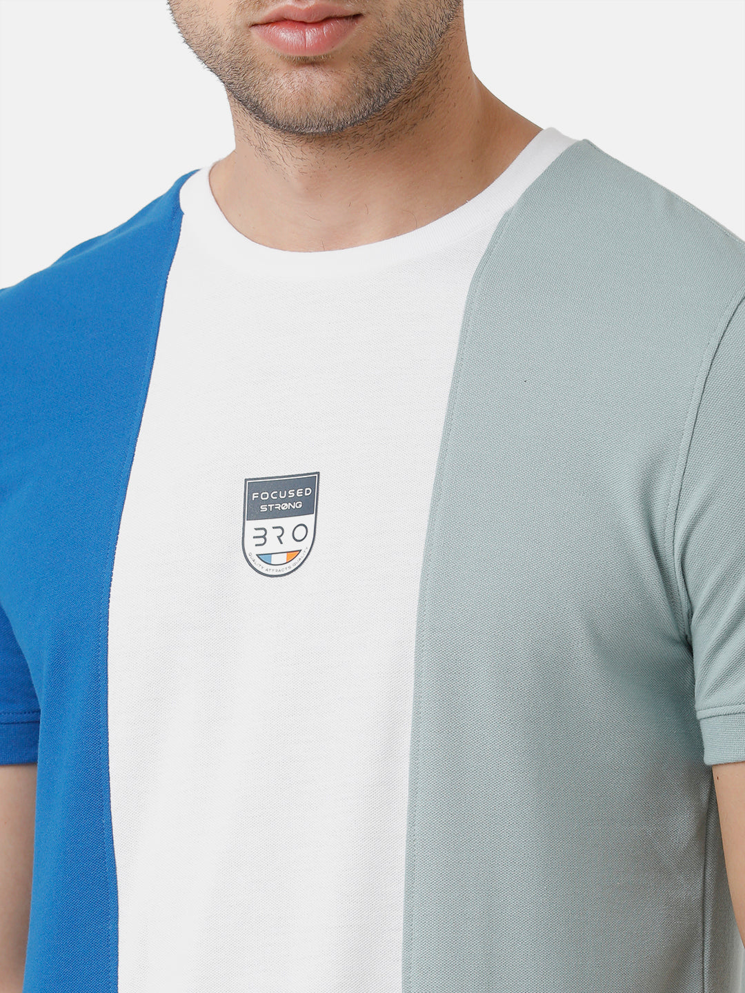 CP BRO Men's Cotton Half Sleeve Color Block Slim Fit Round Neck Multicolor T-Shirt | Brcn 464 B