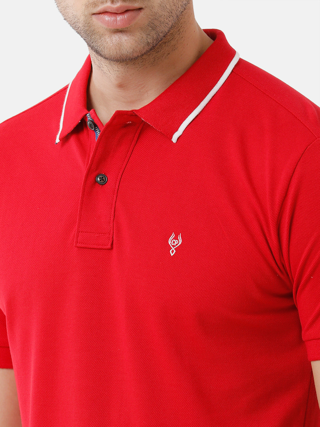 Classic Polo Mens Cotton Half Sleeve Color Block Slim Fit Polo Neck Red Color T-Shirt | Prm 685 B