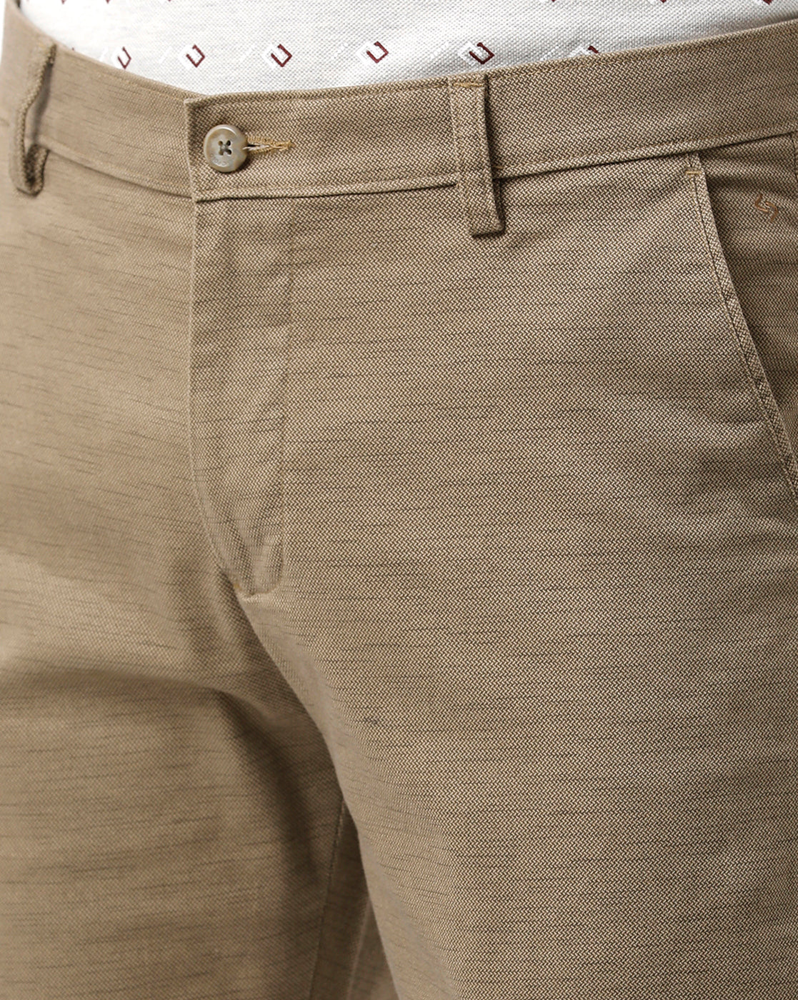 Classic Polo Mens Cotton Solid Smart Fit Khaki Color Trousers | Tn2-26 B