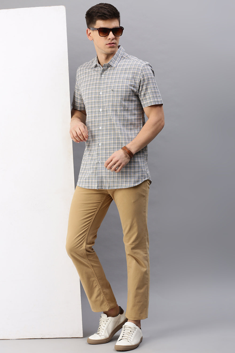 Classic Polo Men's Cotton Half Sleeve Checked Slim Fit Polo Neck Multicolur Woven Shirt | So1-66 A