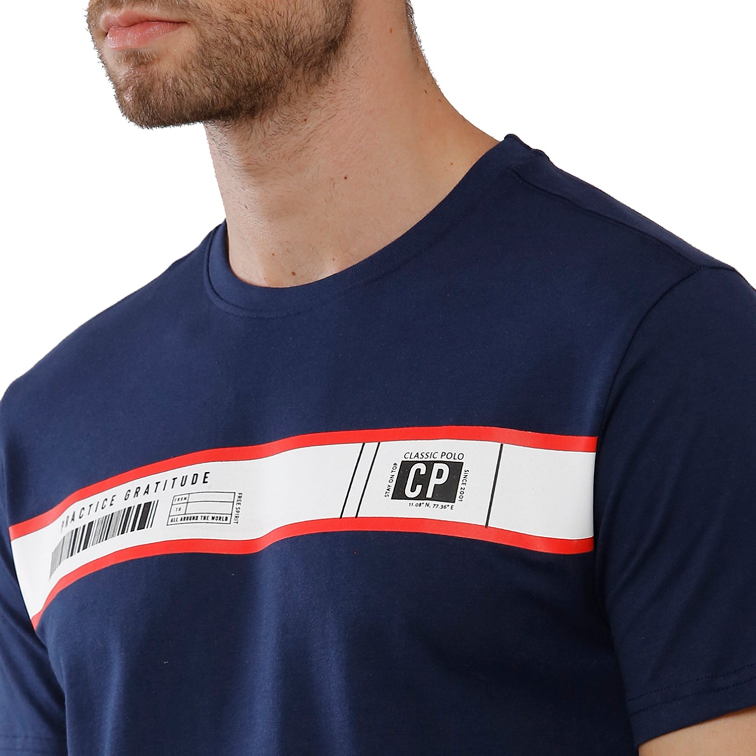 Classic Polo Men's Graphic Print Half Sleeve Round Neck Slim Fit Cotton T Shirt BALENO - 409 A SF C T-shirt Classic Polo 