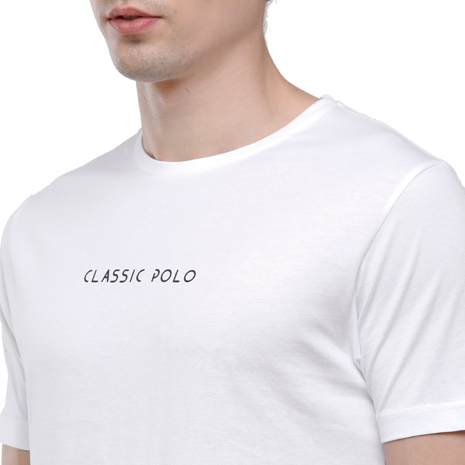 Classic Polo Mens 100% Cotton Solid Half Sleeve Round Neck T-Shirt - White (NOS-CERES-01 SF C) T-shirt Classic Polo 